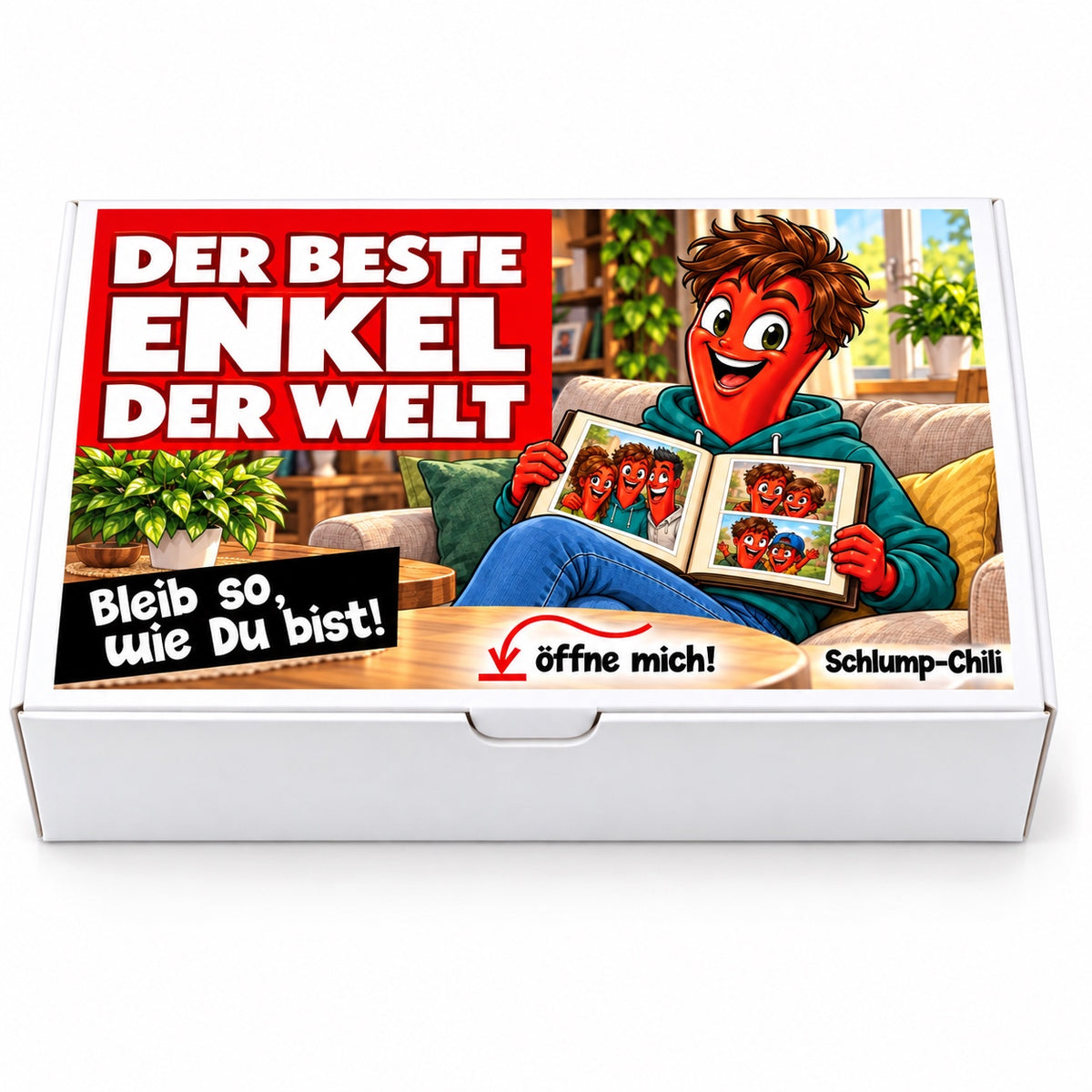 Der beste Enkel der Welt – weiße Geschenkbox, Vorderansicht