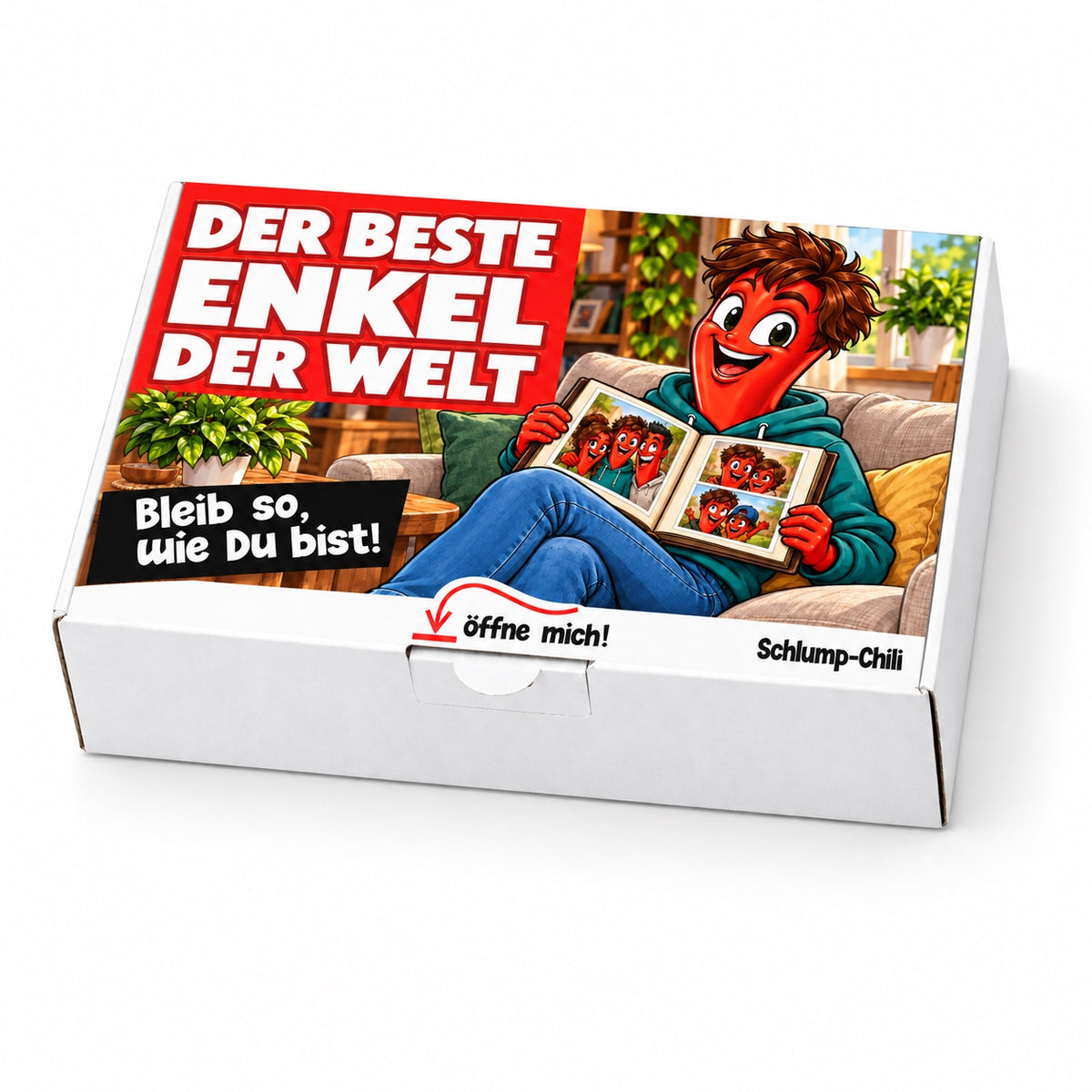 Der beste Enkel der Welt – weiße Geschenkbox, Schrägansicht