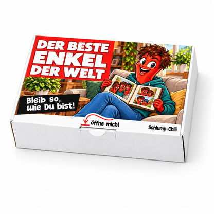 Der beste Enkel der Welt – weiße Geschenkbox, Schrägansicht