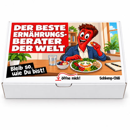 Der beste Ernährungsberater der Welt – Geschenkbox Vorderansicht