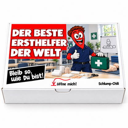 Der beste Ersthelfer der Welt – Geschenkbox Vorderansicht