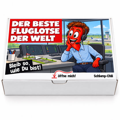 Der beste Fluglotse der Welt – Geschenkbox Vorderansicht