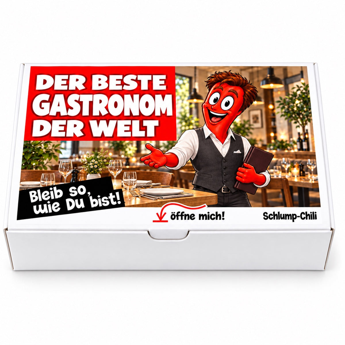 Der beste Gastronom der Welt – Geschenkbox Vorderansicht