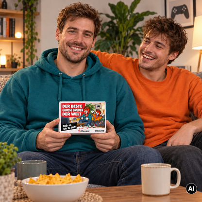 Der beste große Bruder der Welt – Lifestylebild mit kleiner A6-Geschenkschachtel