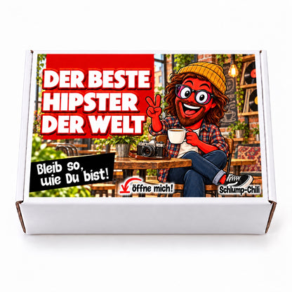 Der beste Hipster der Welt – weiße Geschenkbox, Vorderansicht