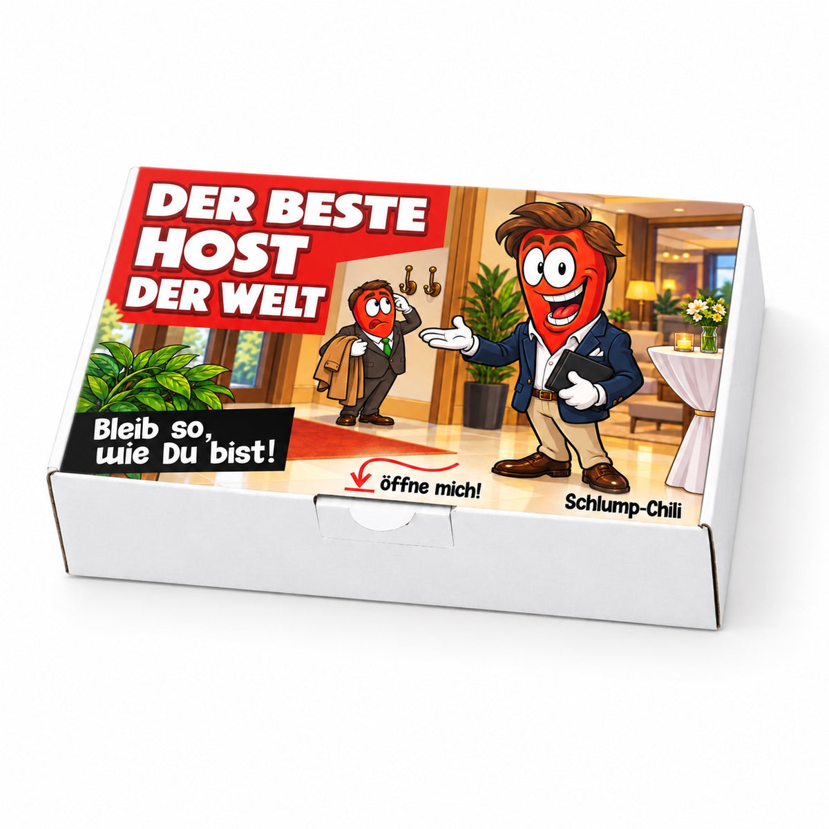 Der beste Host der Welt – Schrägansicht der Chili-Geschenkbox