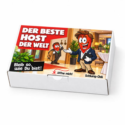 Der beste Host der Welt – Schrägansicht der Chili-Geschenkbox