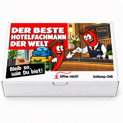 Der beste Hotelfachmann der Welt – Geschenkbox Vorderansicht
