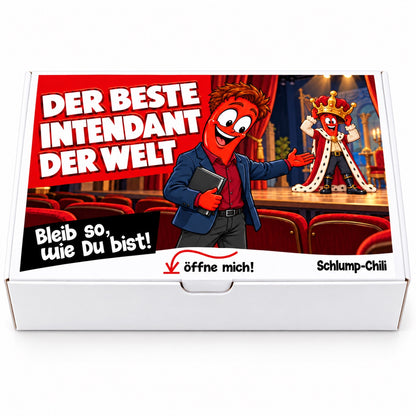 Der beste Intendant der Welt – weiße Geschenkbox, Vorderansicht
