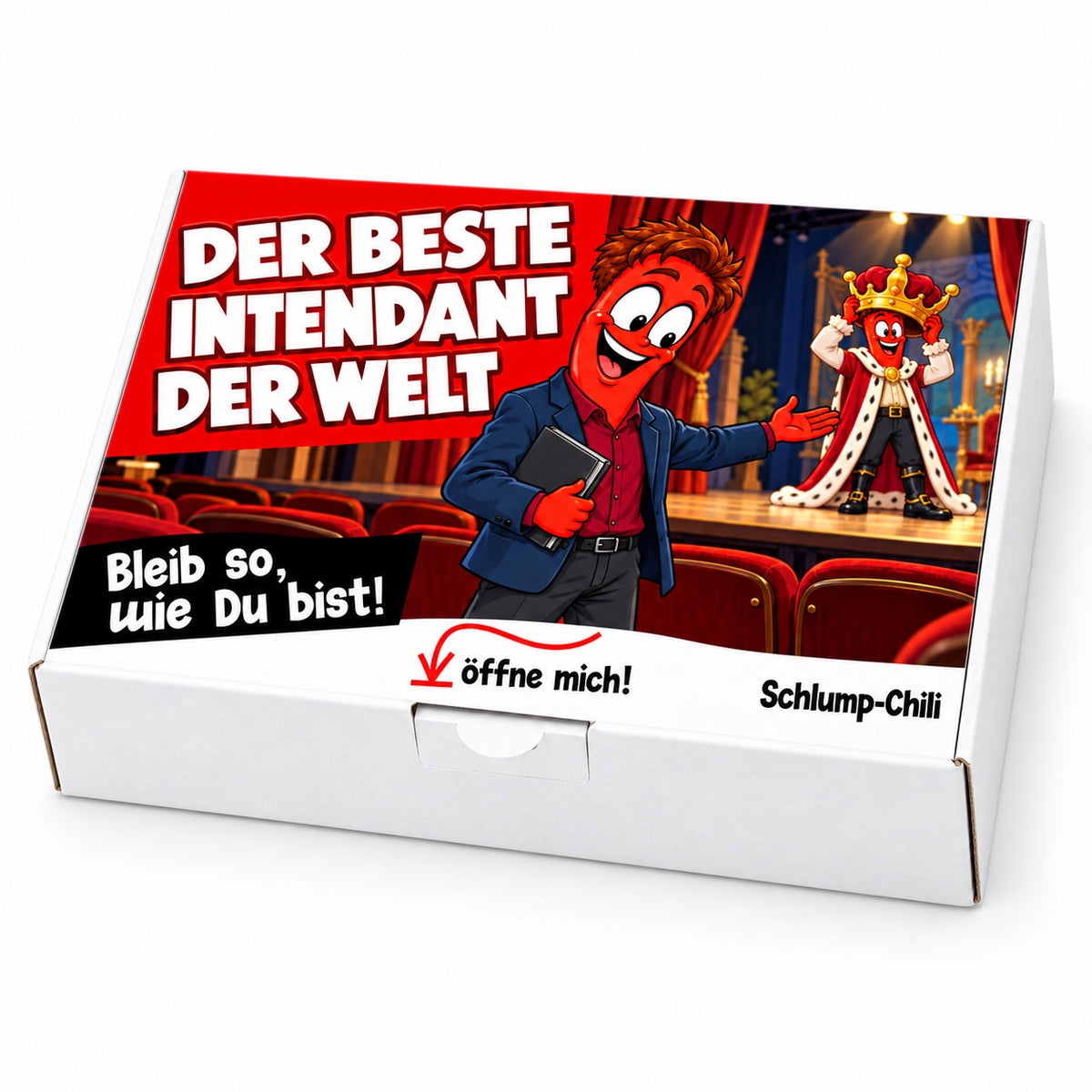 Der beste Intendant der Welt – weiße Geschenkbox, Schrägansicht
