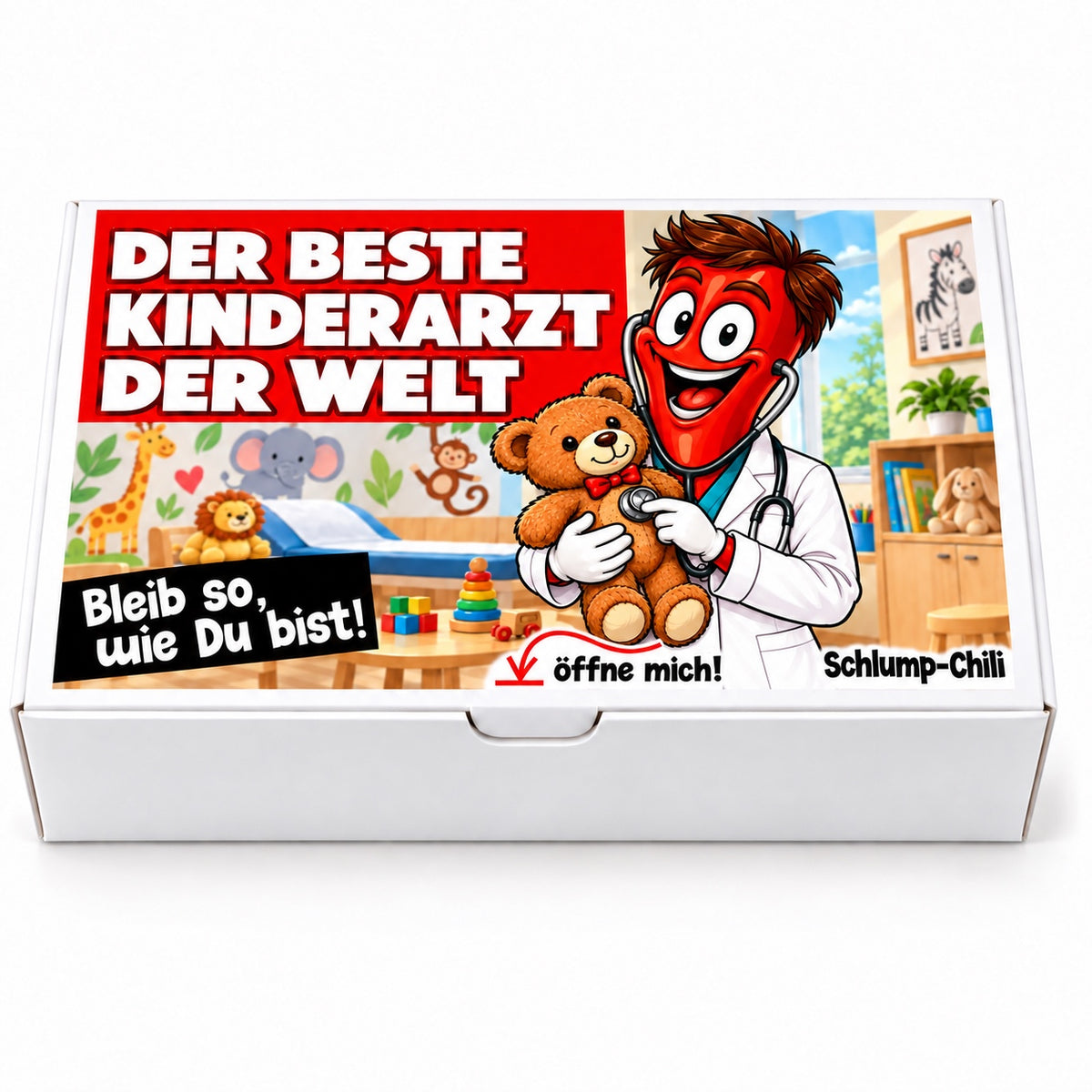 Der beste Kinderarzt der Welt – Geschenkbox Vorderansicht