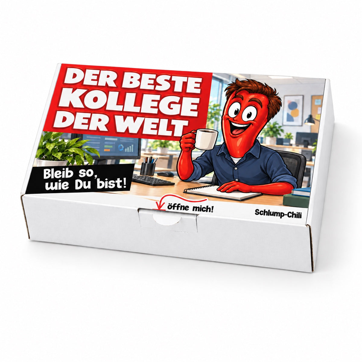 Der beste Kollege der Welt – weiße Geschenkbox, Schrägansicht