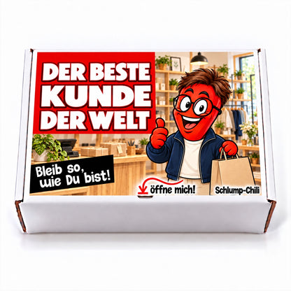 Der beste Kunde der Welt – weiße Geschenkbox, Vorderansicht