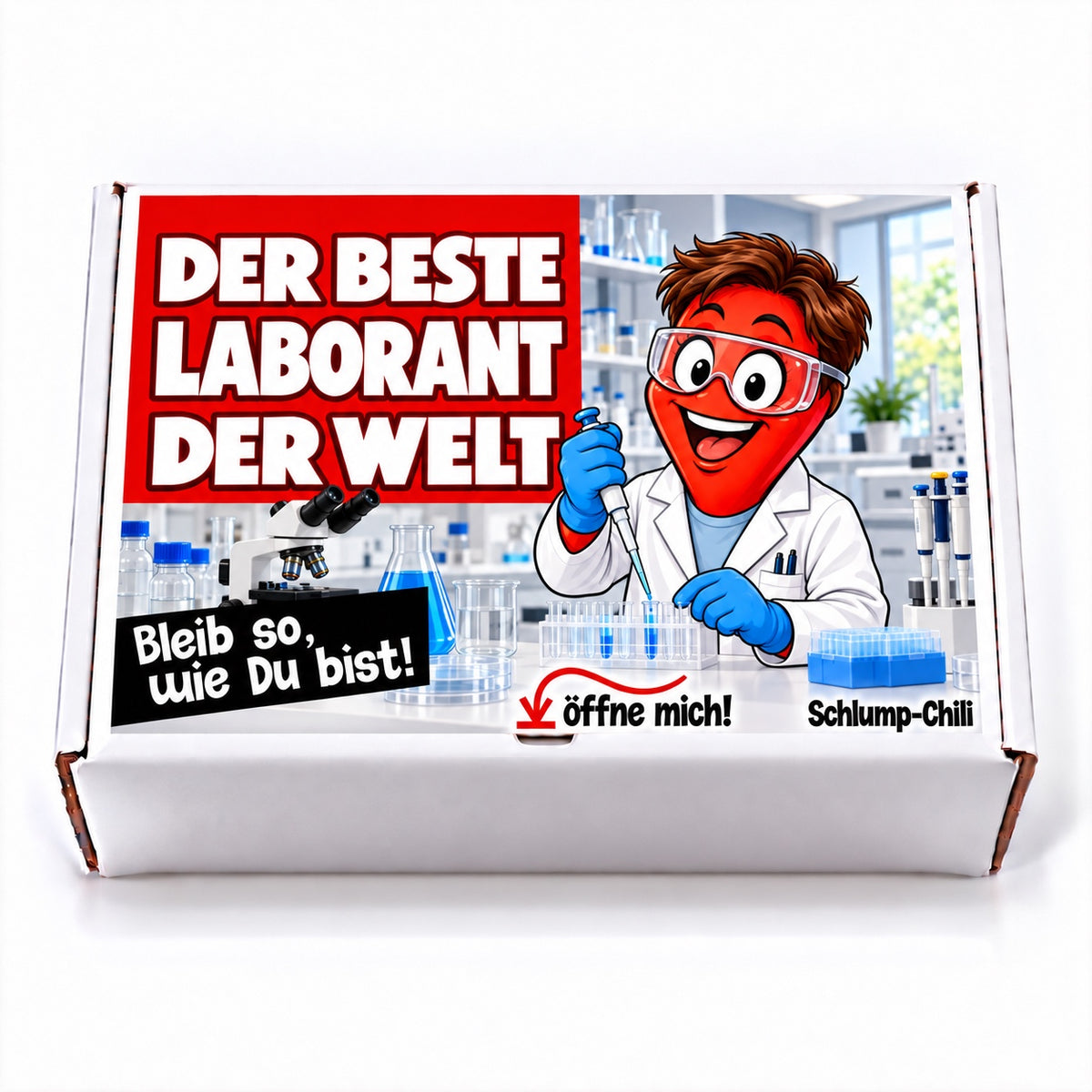 Der beste Laborant der Welt – weiße Geschenkbox, Vorderansicht