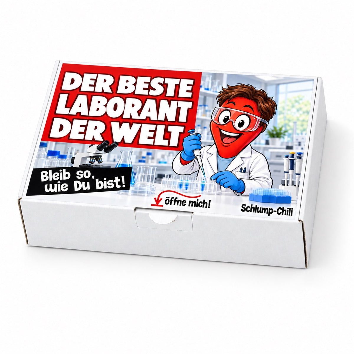 Der beste Laborant der Welt – weiße Geschenkbox, Schrägansicht