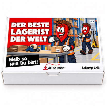 Der beste Lagerist der Welt – Geschenkbox Vorderansicht