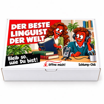 Der beste Linguist der Welt – Geschenkbox Vorderansicht
