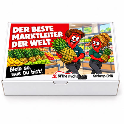 Der beste Marktleiter der Welt – Geschenkbox Vorderansicht