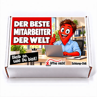 Der beste Mitarbeiter der Welt – weiße Geschenkbox, Vorderansicht