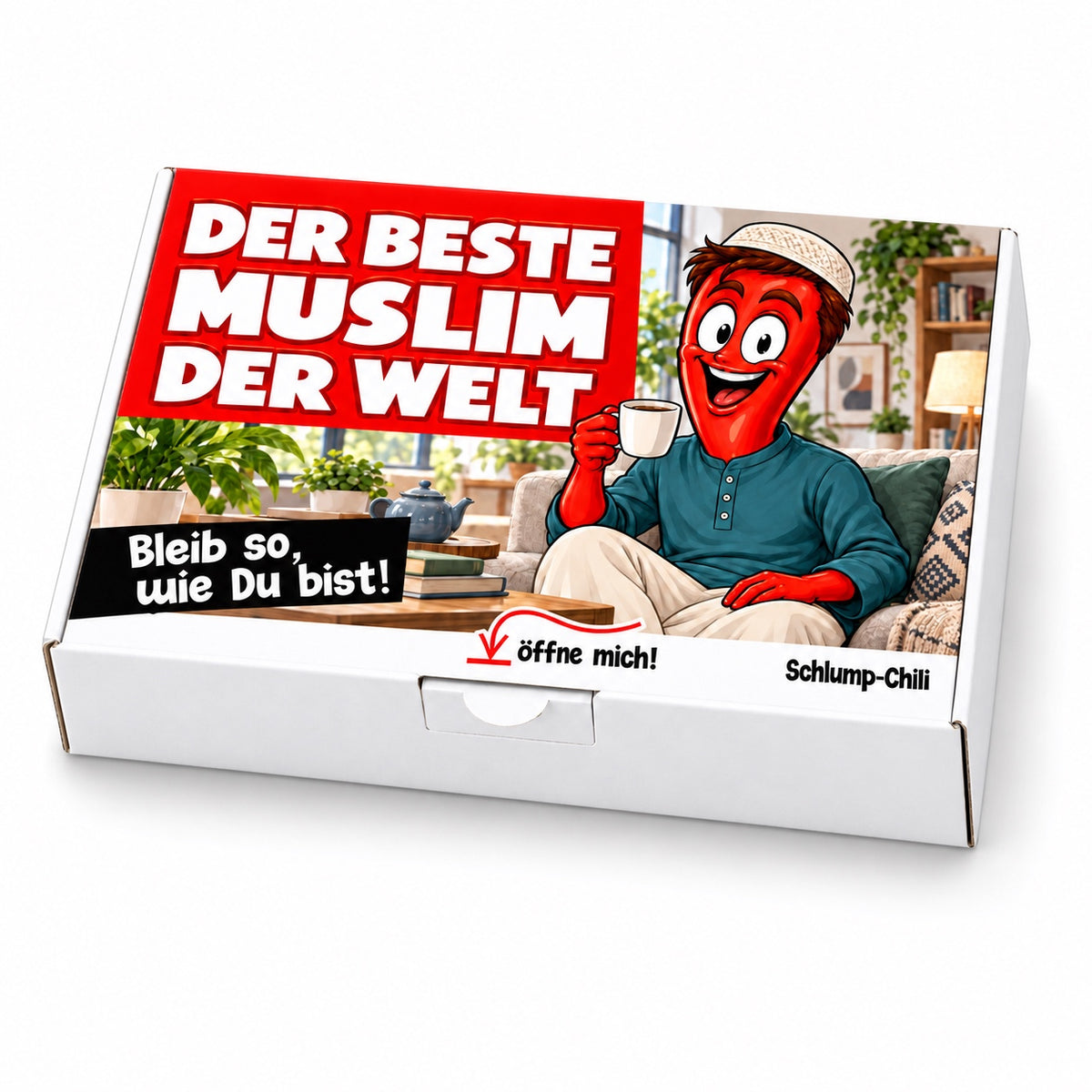 Der beste Muslim der Welt – weiße Geschenkbox, Schrägansicht