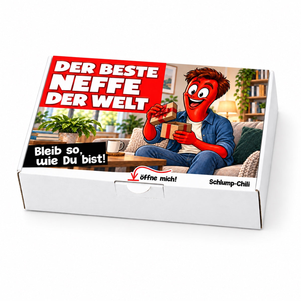 Der beste Neffe der Welt – weiße Geschenkbox, Schrägansicht