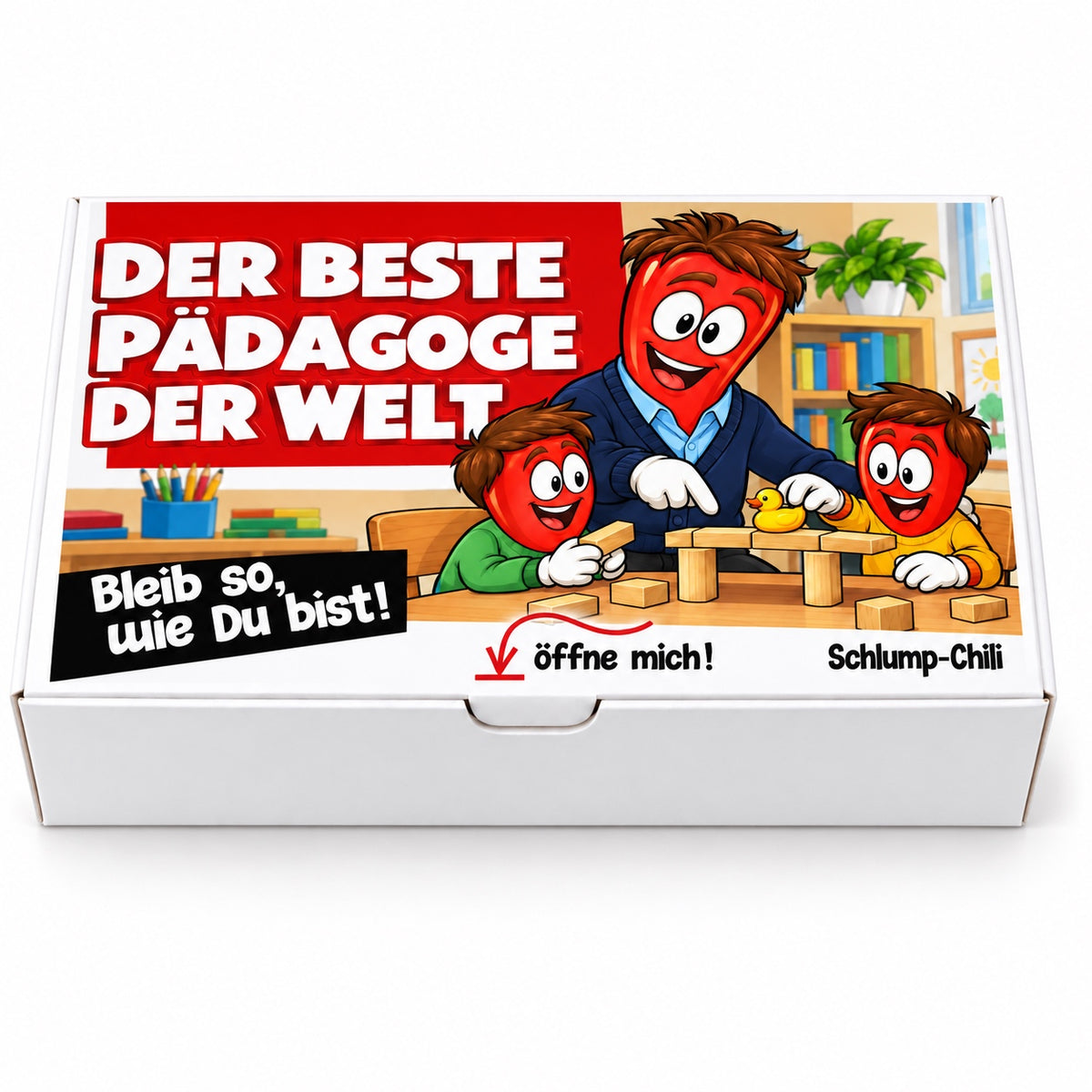 Der beste Pädagoge der Welt – Geschenkbox Vorderansicht