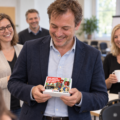 Der beste Parteifreund der Welt – kleine Geschenkbox in der Hand (AI)