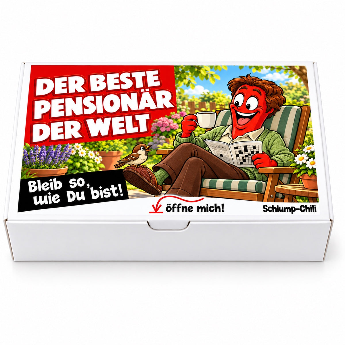 Der beste Pensionär der Welt – Geschenkbox Vorderansicht