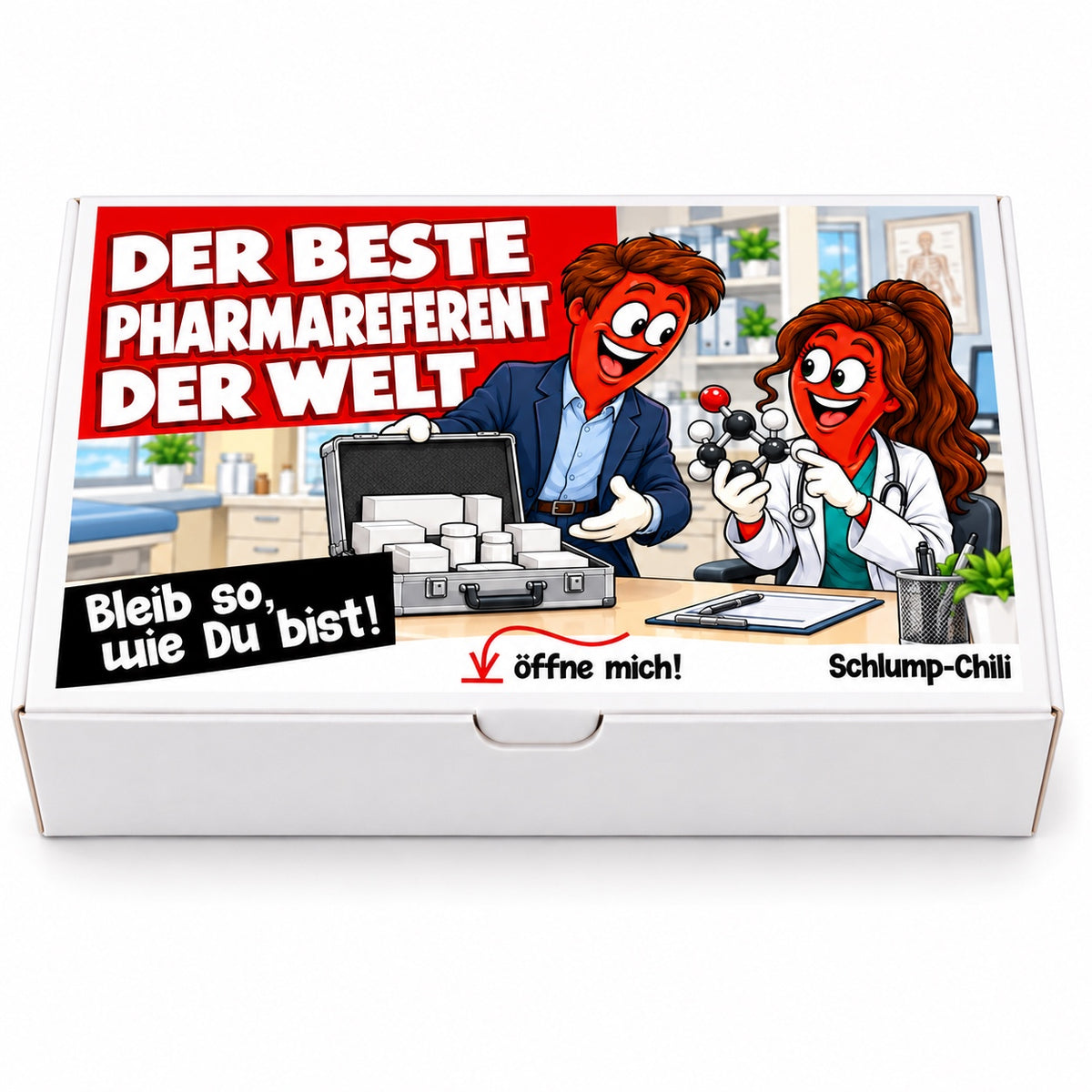 Der beste Pharmareferent der Welt – Geschenkbox Vorderansicht