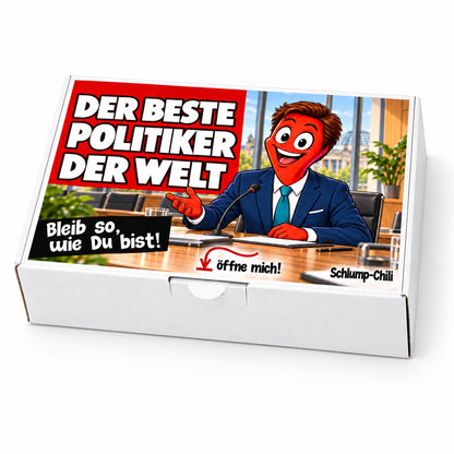 Der beste Politiker der Welt – weiße Geschenkbox, Schrägansicht