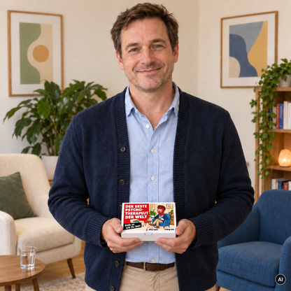 Der beste Psychotherapeut der Welt – Lifestylebild mit kleiner A6-Geschenkschachtel