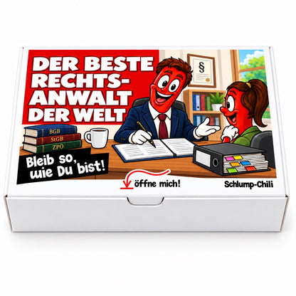 Der beste Rechtsanwalt der Welt – Geschenkbox Vorderansicht