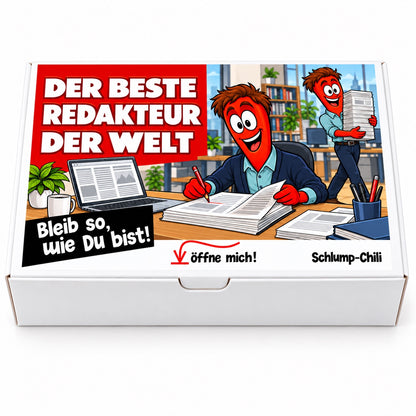 Der beste Redakteur der Welt – Geschenkbox Vorderansicht