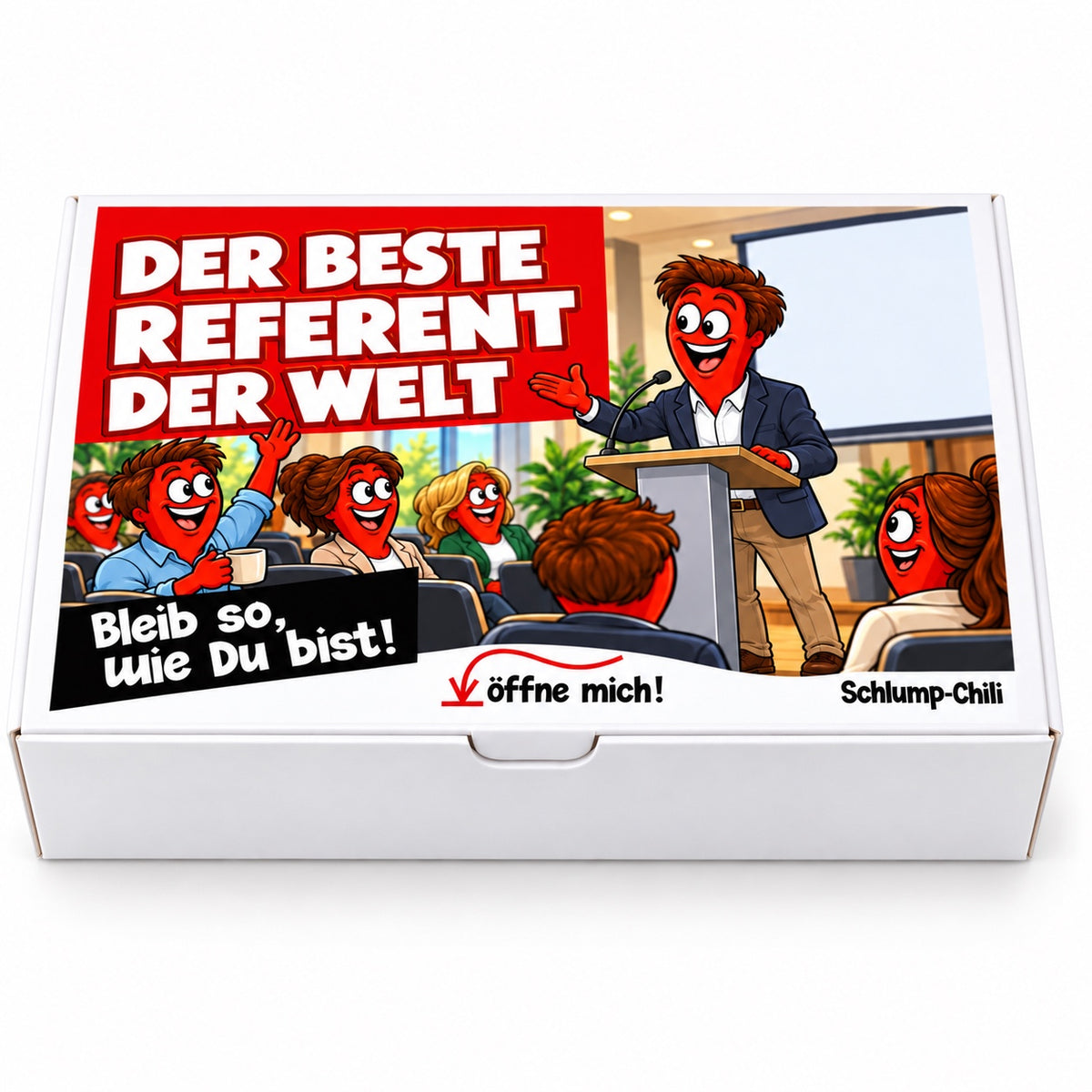 Der beste Referent der Welt – Geschenkbox Vorderansicht