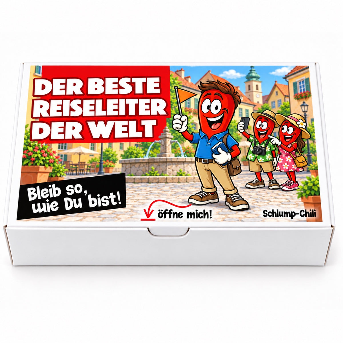 Der beste Reiseleiter der Welt – Schachtel frontal