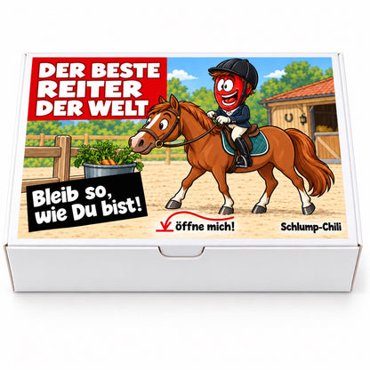 Der beste Reiter der Welt – Frontansicht der Chili-Geschenkbox