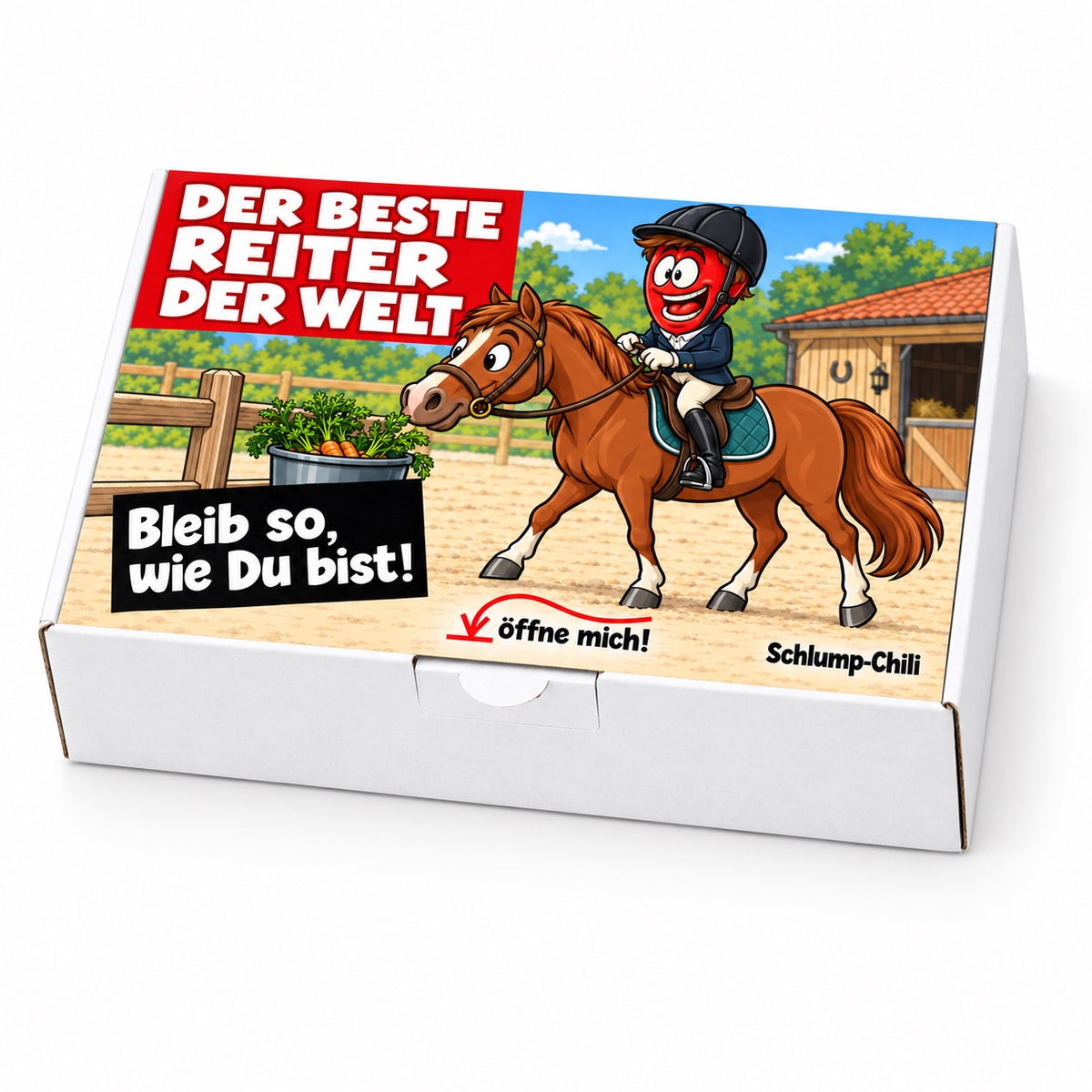 Der beste Reiter der Welt – Schrägansicht der Chili-Geschenkbox