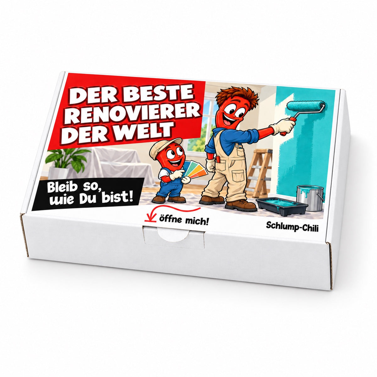 Der beste Renovierer der Welt – weiße Geschenkbox, Schrägansicht