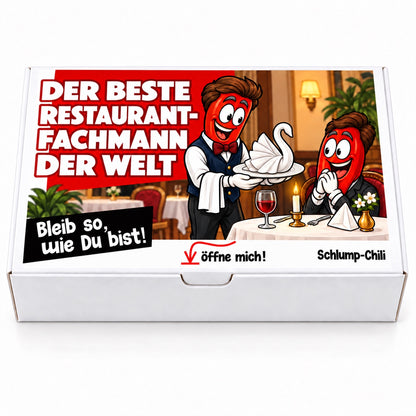 Der beste Restaurantfachmann der Welt – Geschenkbox Vorderansicht