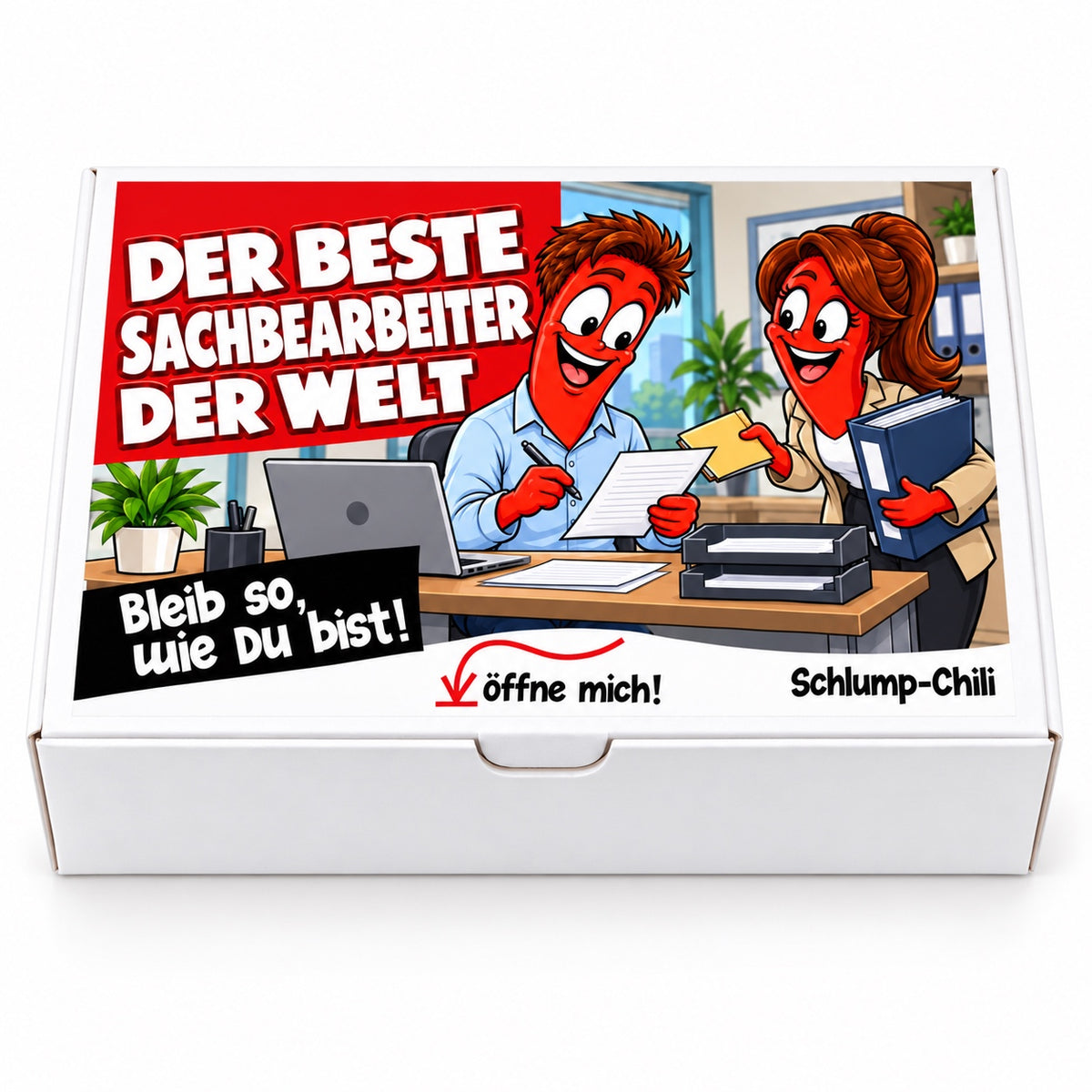 Der beste Sachbearbeiter der Welt – weiße Geschenkbox, Vorderansicht