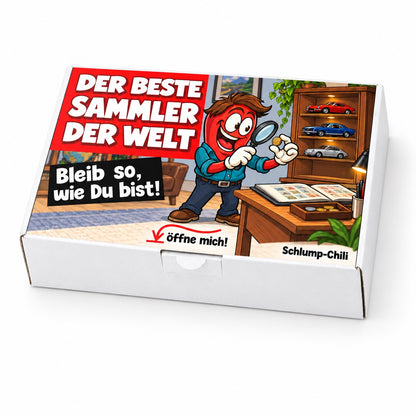 Der beste Sammler der Welt – Schrägansicht der Chili-Geschenkbox