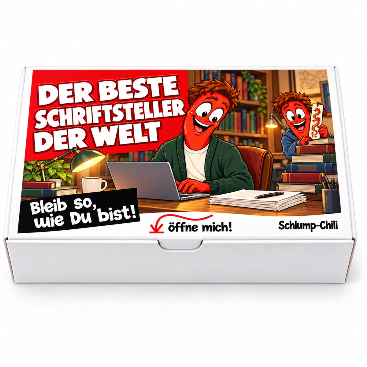 Der beste Schriftsteller der Welt – weiße Geschenkbox, Vorderansicht