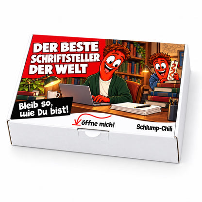 Der beste Schriftsteller der Welt – weiße Geschenkbox, Schrägansicht