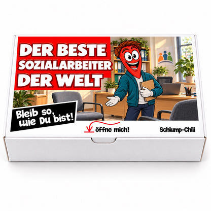 Der beste Sozialarbeiter der Welt – Geschenkbox Vorderansicht