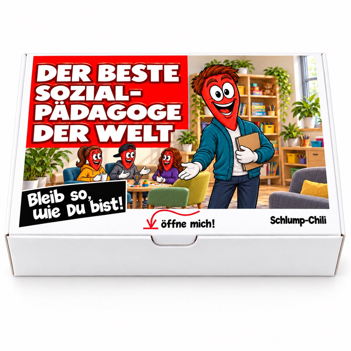 Der beste Sozialpädagoge der Welt – Geschenkbox Vorderansicht