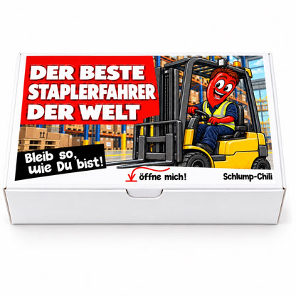 Der beste Staplerfahrer der Welt – Geschenkbox Vorderansicht