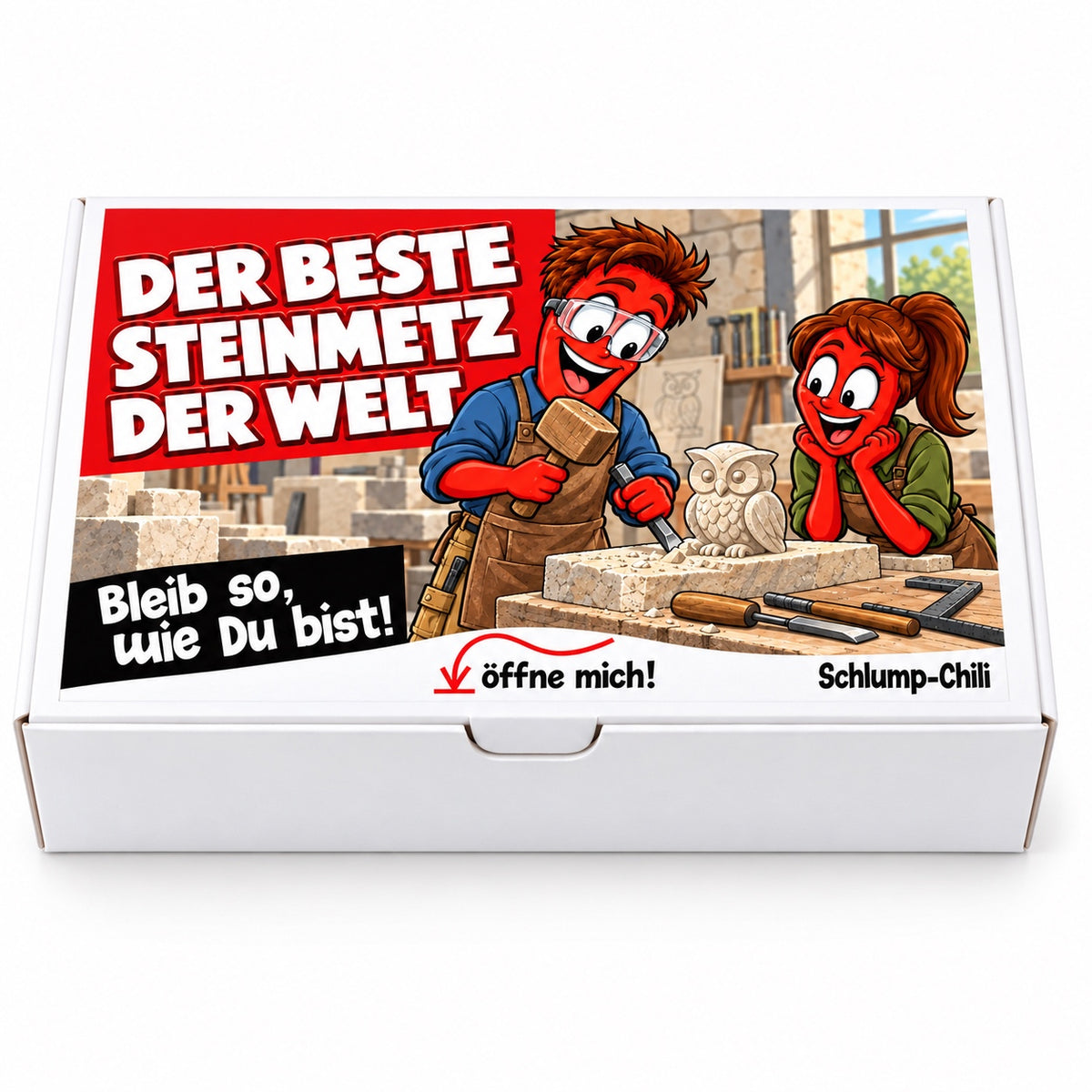 Der beste Steinmetz der Welt – weiße Geschenkbox, Vorderansicht