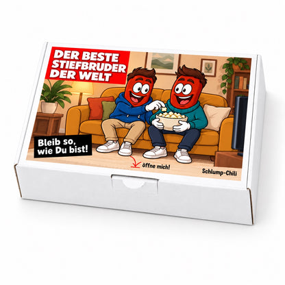 Der beste Stiefbruder der Welt – Schrägansicht der Chili-Geschenkbox