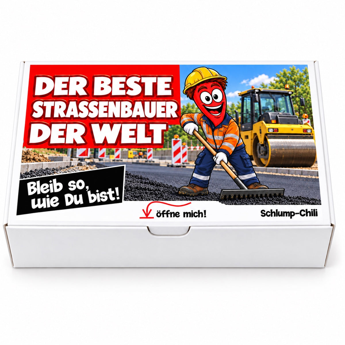 Der beste Straßenbauer der Welt – Geschenkbox Vorderansicht