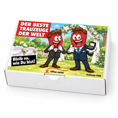 Der beste Trauzeuge der Welt – Schrägansicht der Chili-Geschenkbox